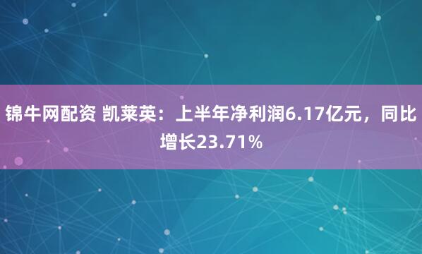 锦牛网配资 凯莱英：上半年净利润6.17亿元，同比增长23.71%